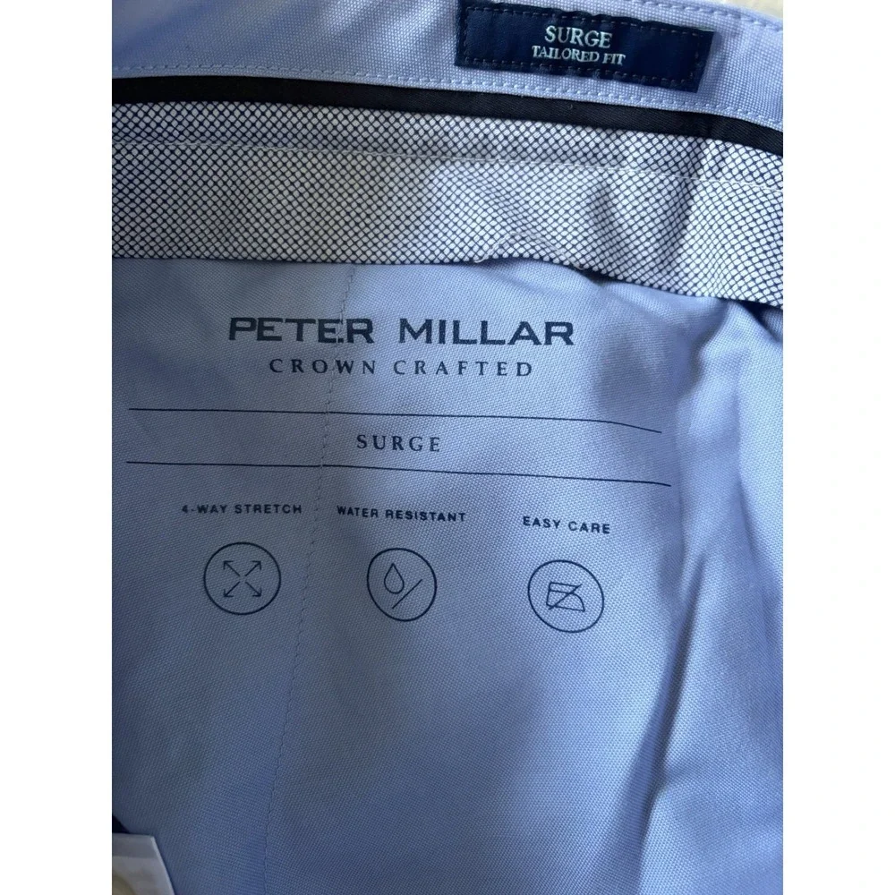 Peter Millar Crown Crafted Surge Performance Pant Trousers Logo Khaki 38x30 JBHS